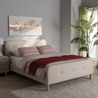 Baxton Studio CF8815-Light Beige-Full Samson Mid-Century Light Beige Fabric Upholstered Full Size Platform Bed